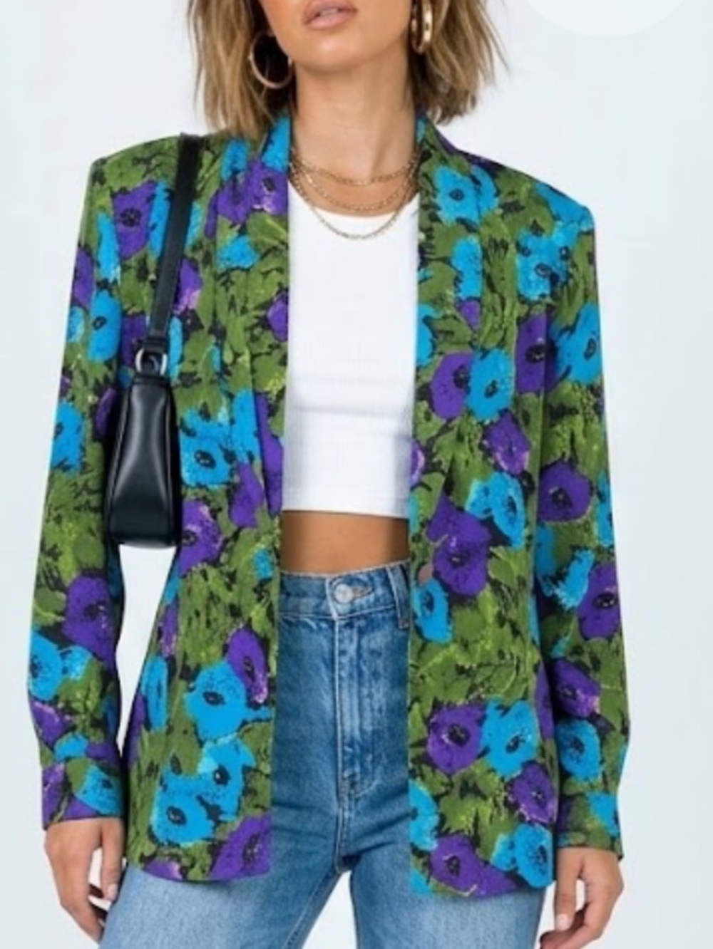 Vintage 80s Impressions of California Floral Blazer Lightweight Size 16 USA
